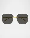 Gucci Metal Rectangle Sunglasses In 001 Gold