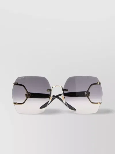 Gucci Metal Square Frame Sunglasses With Gradient Lenses In Blue
