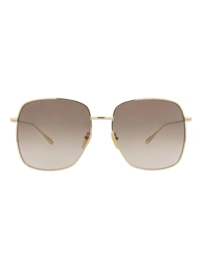 Gucci Metal Square/rectangle Sunglasses For Women In Brown