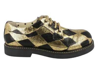 Pre-owned Gucci Metallic Diamond Print Oxfords (kid's) Sneakers In Gold