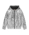 Gucci Shiny Finish Hooded Jacket With Elasticated Cuffs In Gray