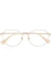 Gucci Metallic-effect Round-frame Glasses In Gold
