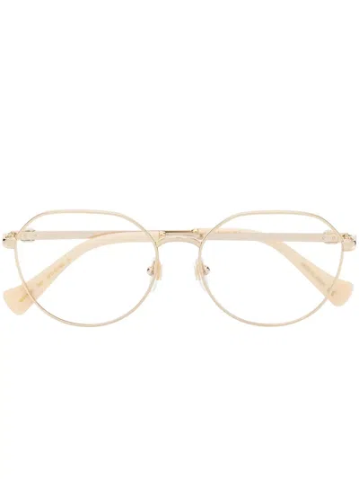Gucci Metallic-effect Round-frame Glasses In Gold