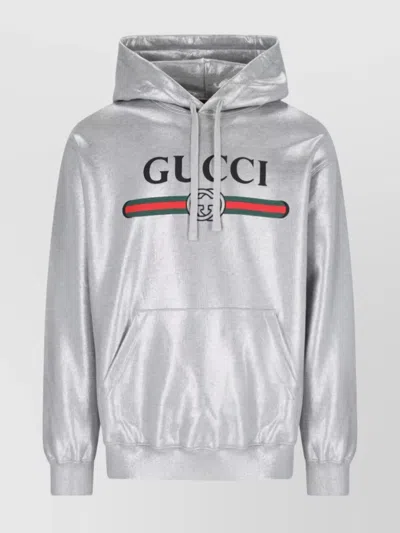 Gucci Metallic Finish Hooded Sweatshirt