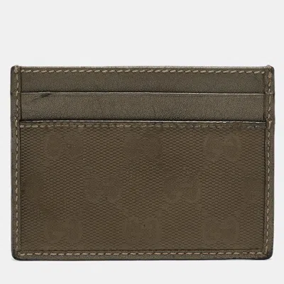 Pre-owned Gucci Metallic Gg Imprime Canvas And Leather Card Case