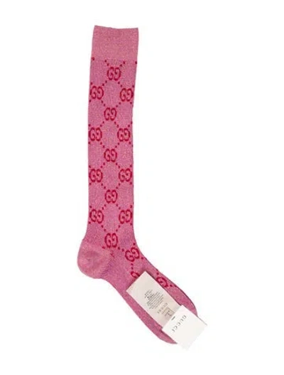 Pre-owned Gucci Metallic Gg Knee Socks W/tags