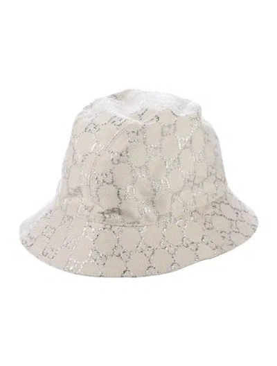 Pre-owned Gucci Kids' Metallic Gg Logo Bucket Hat In Neutrals