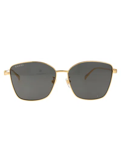 Gucci Metallic Gold Sunglasses In Brown