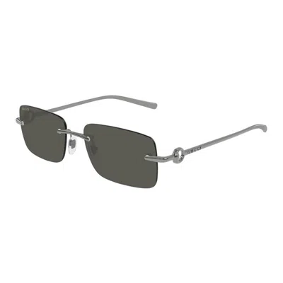 Gucci Metallic Grey Sunglasses In Gray
