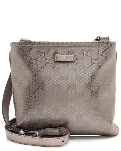 Gucci Metallic Leather Gg Imprime Flat Messenger (authentic Pre-loved)