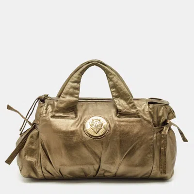Pre-owned Gucci Metallic Leather Hysteria Bow Tote In Silver