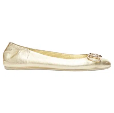 Pre-owned Gucci Metallic Light Gold Horsebit Buckle Round Toe Ballerina Flats Eu36