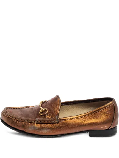 Pre-owned Gucci Metallic Loafers