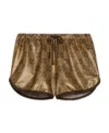 Gucci Metallic Monogram Drawstring Shorts In Brown