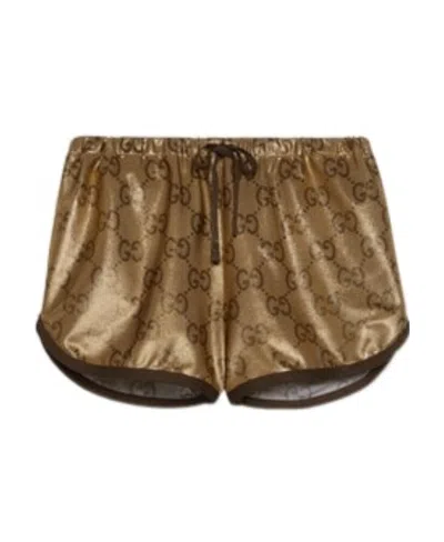 GUCCI METALLIC MONOGRAM DRAWSTRING SHORTS