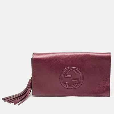 Pre-owned Gucci Metallic Purple Leather Soho Disco Clutch