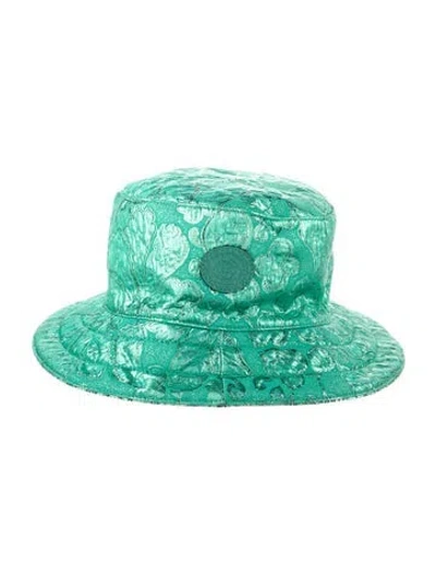 Pre-owned Gucci Metallic Reversible Bucket Hat In Blue/green/metallic
