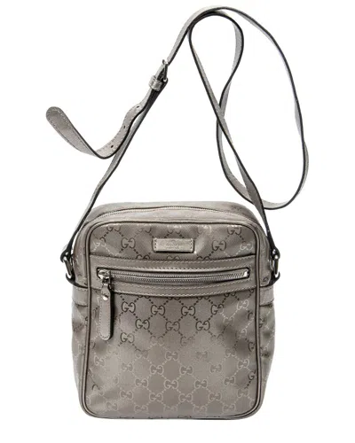 Pre-owned Gucci Metallic Rose Ssima Imprint Coated Canvas Zip Crossbody (authentic  Pre-loved)