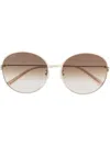 Gucci Metallic Round-frame Sunglasses In Gold