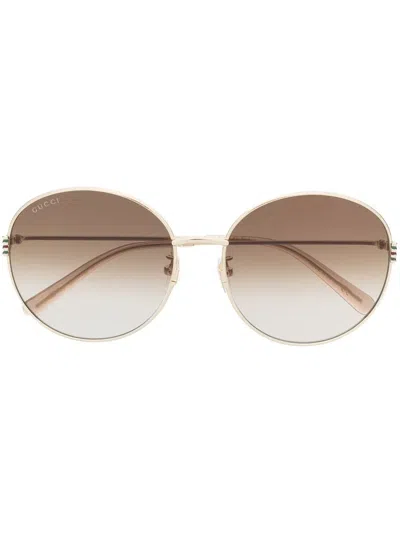 Gucci Metallic Round-frame Sunglasses In Gold
