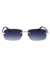 Gucci Metallic Silver Havana Sunglasses In Blue