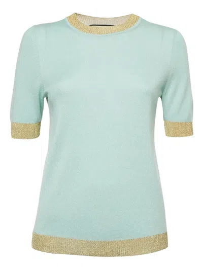 Pre-owned Gucci Metallic-trim Knit Top In Green