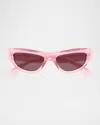 Gucci Miami Logo 53mm Acetate Cat-eye Sunglasses In Pink