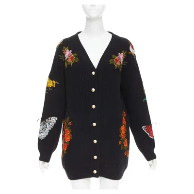Pre-owned Gucci Michele L'avengle Par Amour Wool Cardigan S In Black