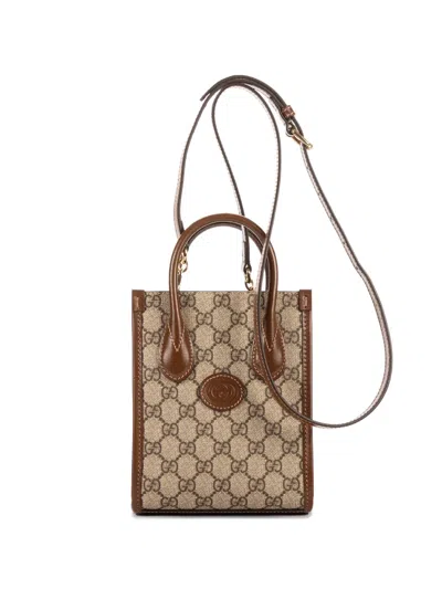 Pre-owned Gucci Micro Gg-canvas Tote Bag In Neutral