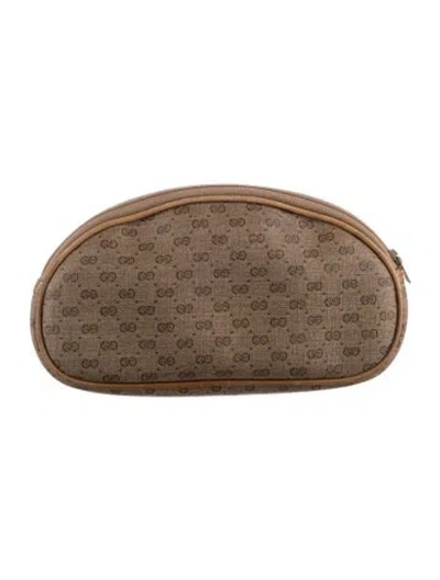 Pre-owned Gucci Micro Gg Cosmetic Pouch In Neutrals