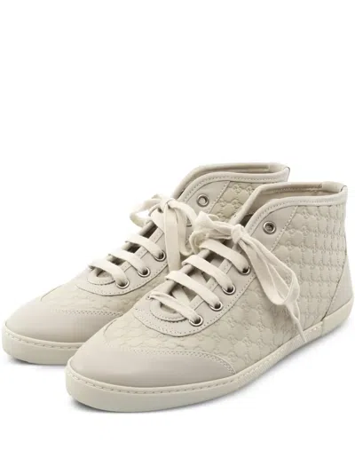 Pre-owned Gucci Micro Gg Ssima Sneakers In Neutral