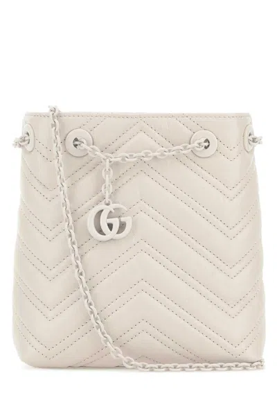 Gucci Ivory Leather Micro Gg Marmont Bucket Bag In Neutral