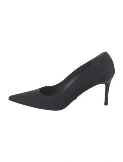 Pre-owned Gucci Micro Gg Monogram Graphic Print Pumps In Black