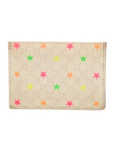 Pre-owned Gucci Micro Gg Monogram Printed Bifold Wallet In Neutral