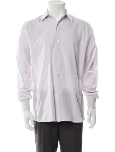 Pre-owned Gucci Micro Gg Monogram Striped Shirt In Purple