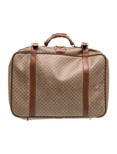 Pre-owned Gucci Micro Gg Monogram Suitcase Vintage In Brown