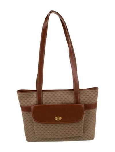 Pre-owned Gucci Micro Gg Monogram Tote Vintage In Brown