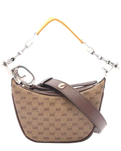 Gucci Micro Gg Sherry Line Handbag Coated Leather (authentic Pre-loved)
