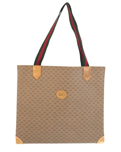Gucci Micro Gg Supreme Tote Bag (authentic Pre-loved) In Brown