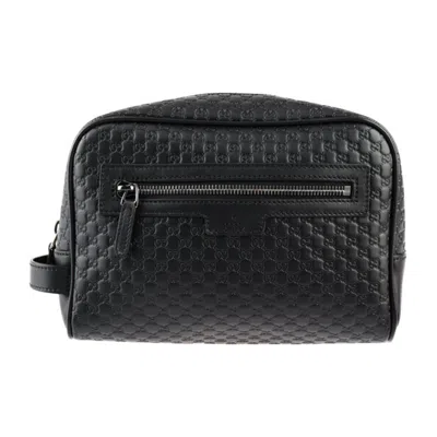 Gucci Micro Ssima Black Leather Clutch Bag ()