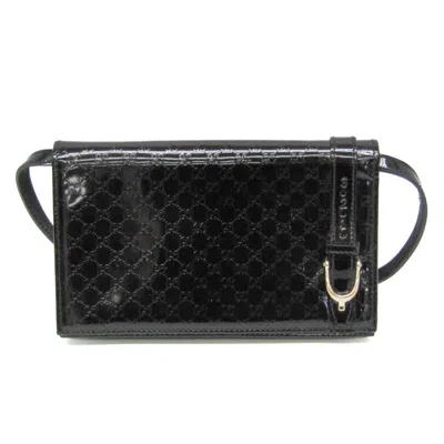 Pre-owned Gucci Micro Ssima Black Patent Leather Wallet  ()