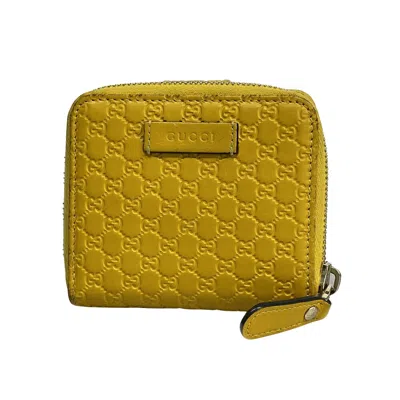 Gucci Micro Ssima Yellow Leather Wallet  ()