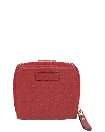 Gucci Micro Shima Zip Wallet (authentic Pre-loved) In Red