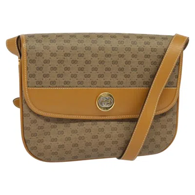 Pre-owned Gucci Micro Small Gg Canvas Brown Canvas Shoulder Bag ()