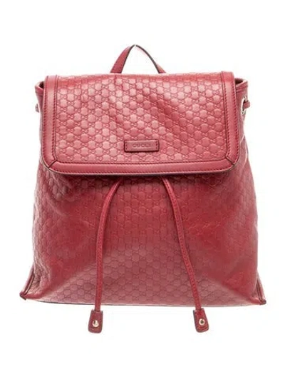 Pre-owned Gucci Microssima Backpack In Red
