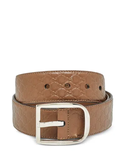 Pre-owned Gucci Microssima Belt In Brown