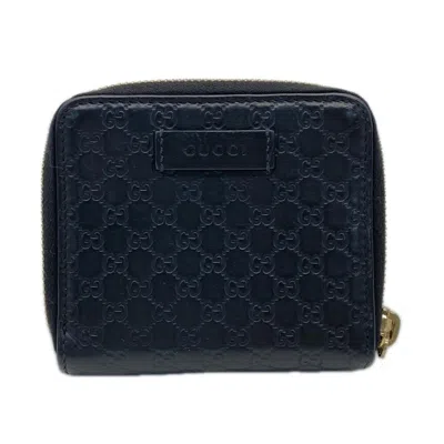 Pre-owned Gucci Microssima Black Leather Wallet (bi-fold) ()