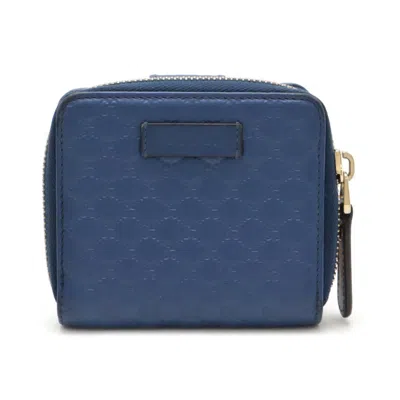 Pre-owned Gucci Microssima Blue Leather Wallet (bi-fold) ()