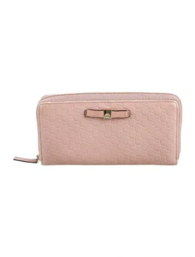 Pre-owned Gucci Microssima Bow Continental Wallet Microssima Pattern Continental Wallet In Pink