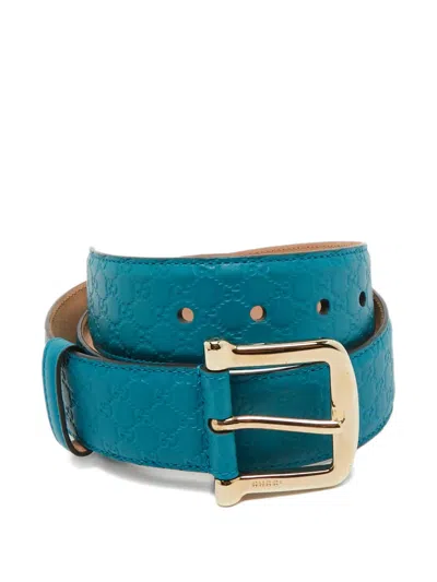 Pre-owned Gucci Microssima Buckle Belt In Green